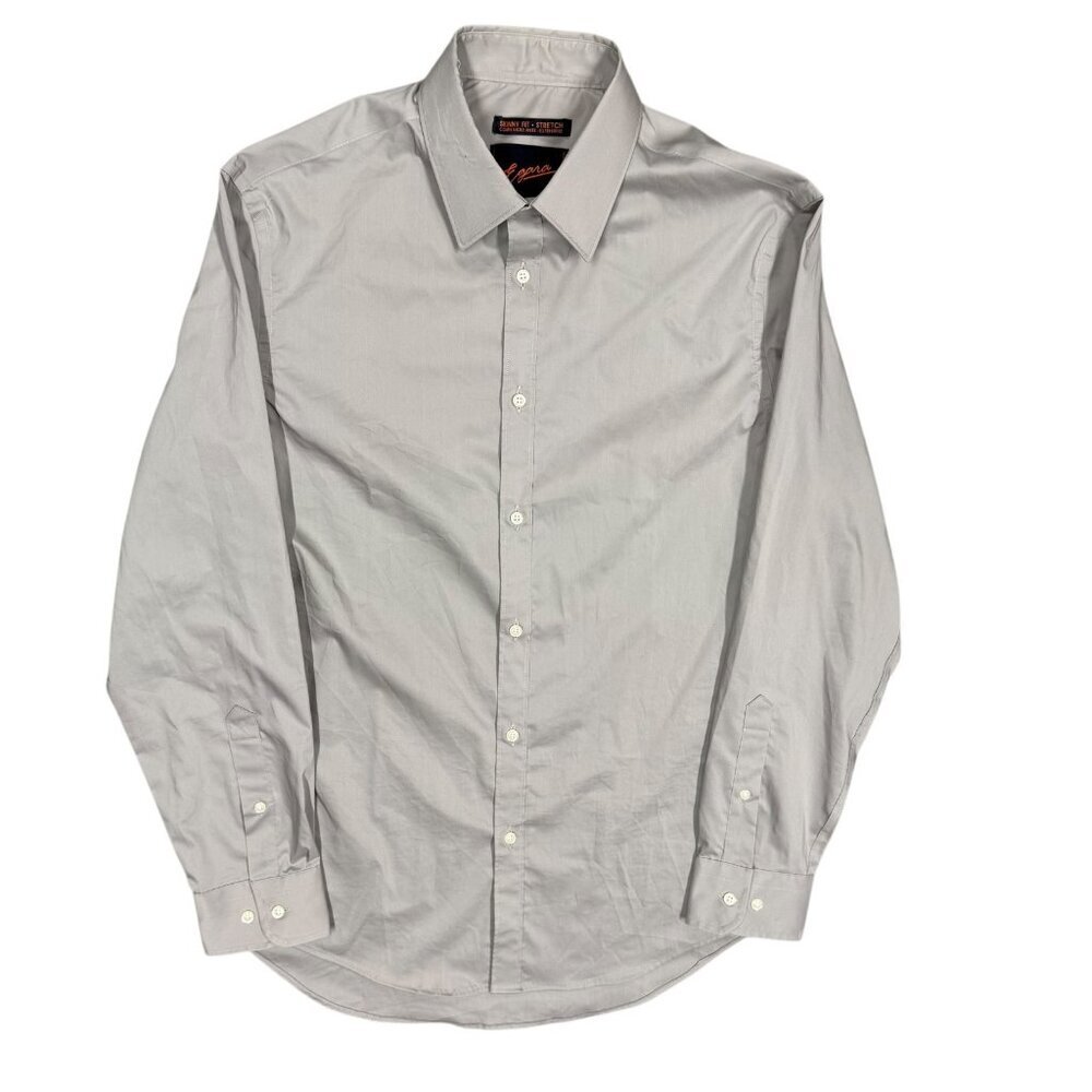 Egara Dress Shirt Skinny Fit Stretch Long Sleeve Cotton Grey 15 1/2 Medium